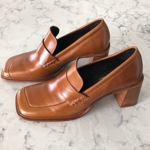 Brown leather heels